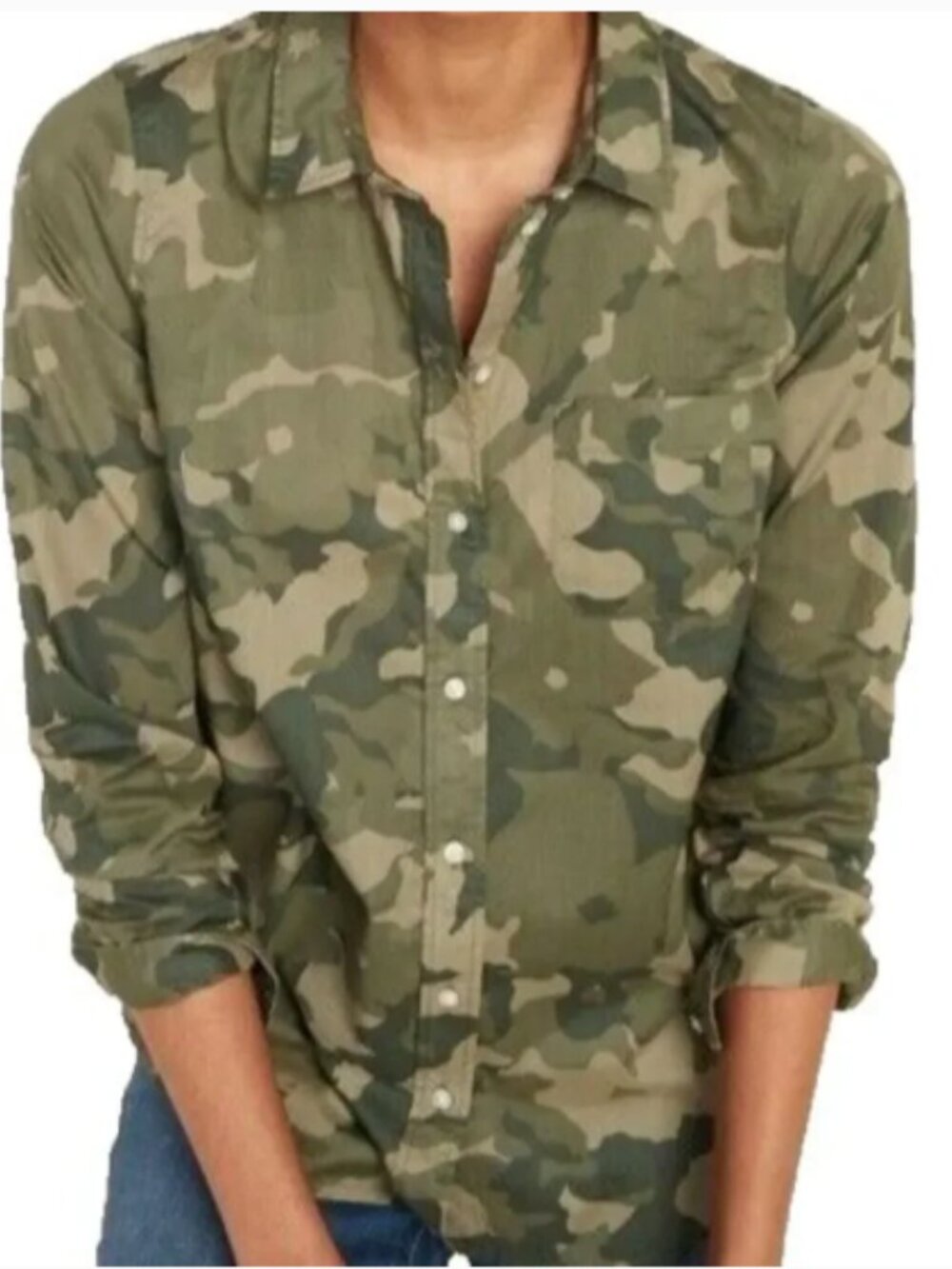 Old Navy Camo Button-Down Shirt - Green & Tan